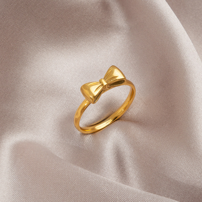 Korean And Japanese Design Exquisite Bow 18K Gold New For Women, Fashionable Light Luxury Ins Trend Personalized Index Finger Ring