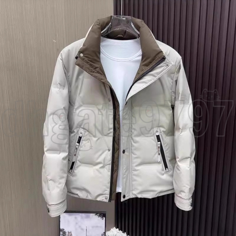 Mens Workwear Style Stand Collar Down Jacket Casual Thickened Warm Winter Outerwear 80