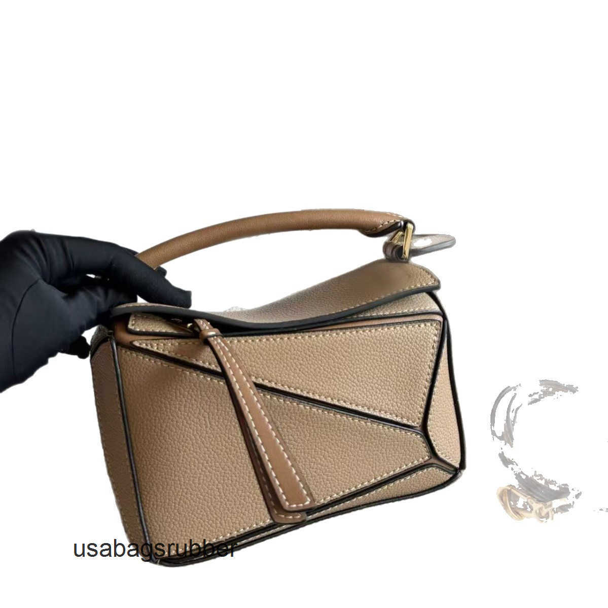 Origami Satchel New Geometric Bag Fashion Single Shoulder Crossbody Handbag Layer Grain Cowhide Casual Small Square with Multi-Panel Construction