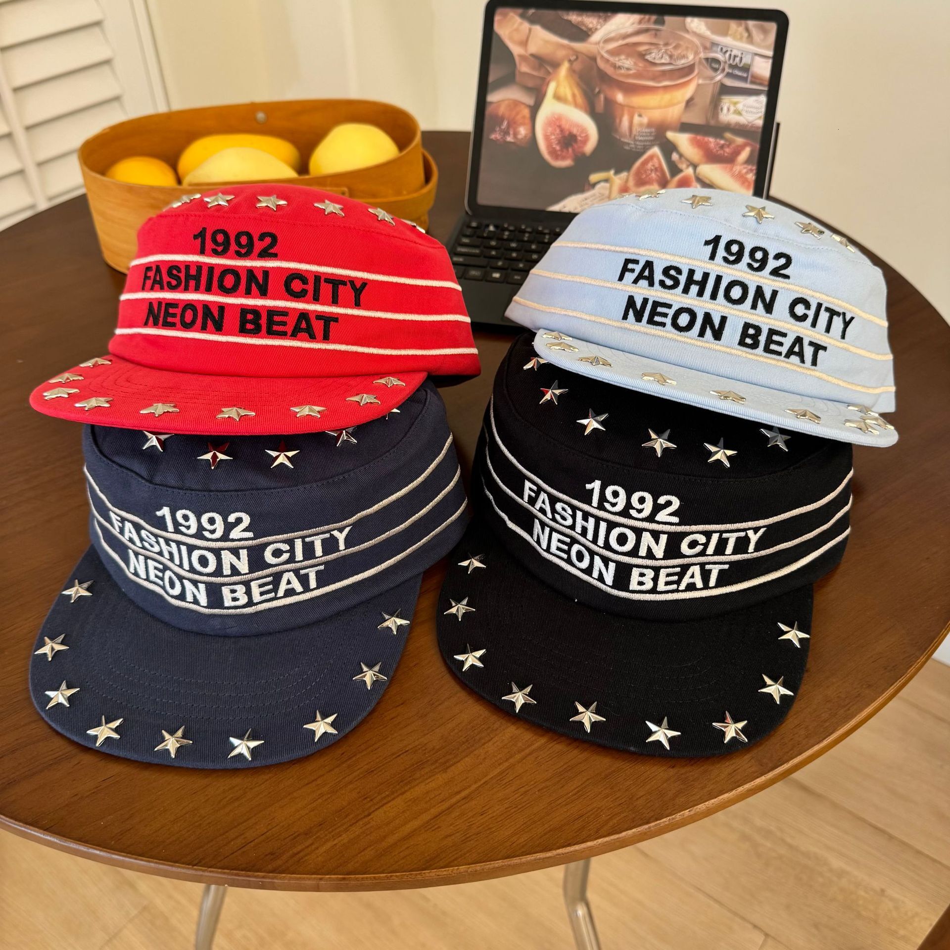 American retro flatbrimmed baseball for women street style with letter embroidery casual and versatile flattop duckbill cap