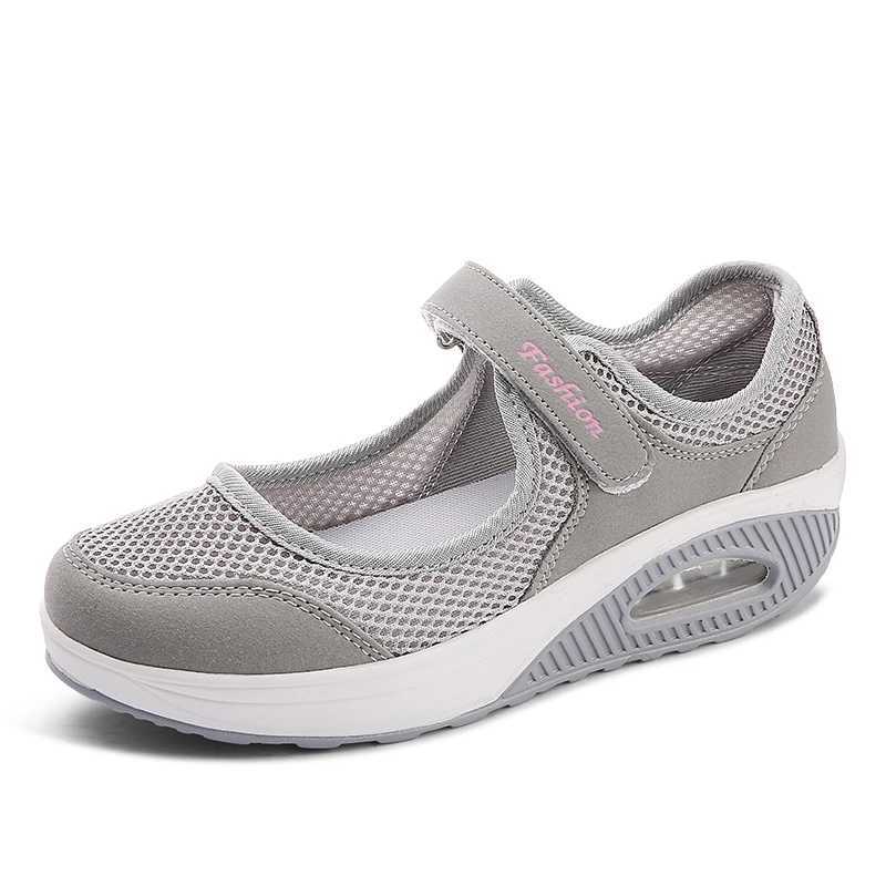 Casual Shoes Women's Mesh Breathable Loafers Sneakers Solid Color Front Summer Walking Casual Shoes H261016