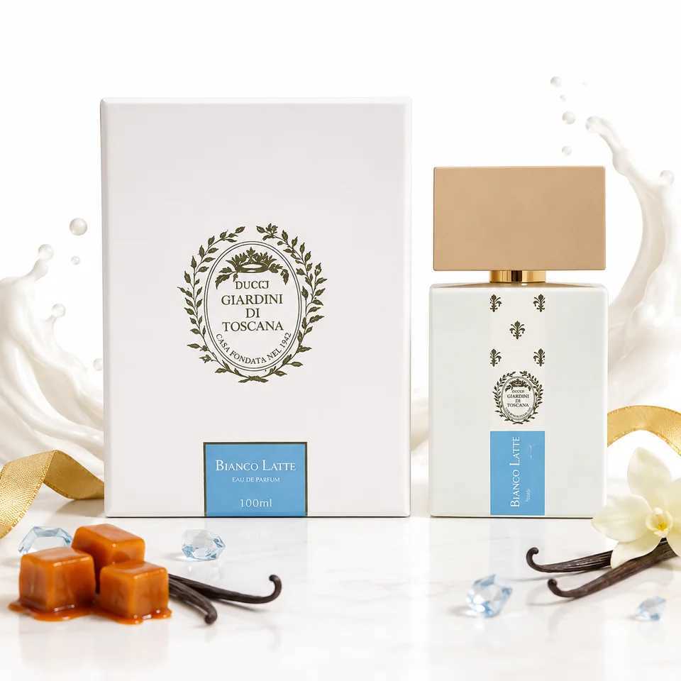 Toscana Bianco Giardini Di Latte 100ml Eau De Parfum Creamy Vanilla Caramel Gourmand Fragrance Sweet Unisex Perfume Gift for Women and Men M261016