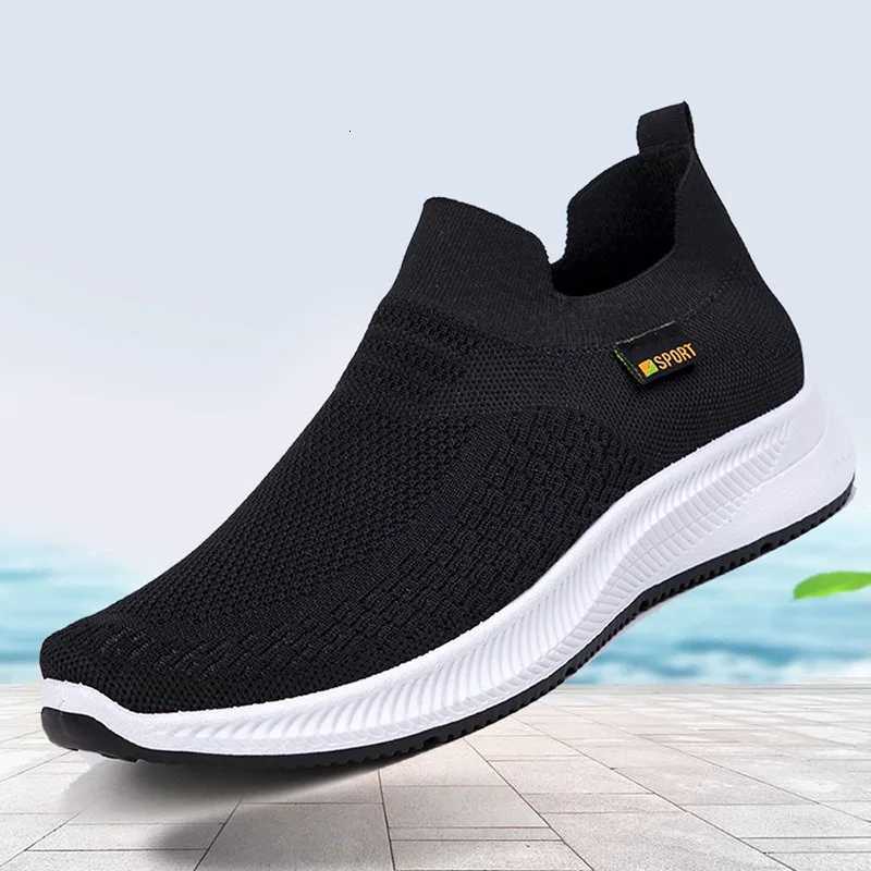 Casual Shoes Mens Casual Sneaker Knit Mesh Breathable Walking Shoes Men Lightweight Sneakers Slip-onShoes Fashion Comfort H261016