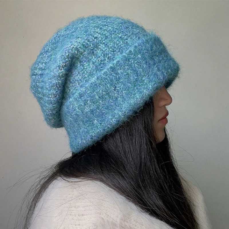 Beanie/Skull Caps 1pc Winter Knitted Hat Women's Loose Edition Lazy Style Design Warm Ear Protection Casual Knitted Hat Suitable for Daily Outi