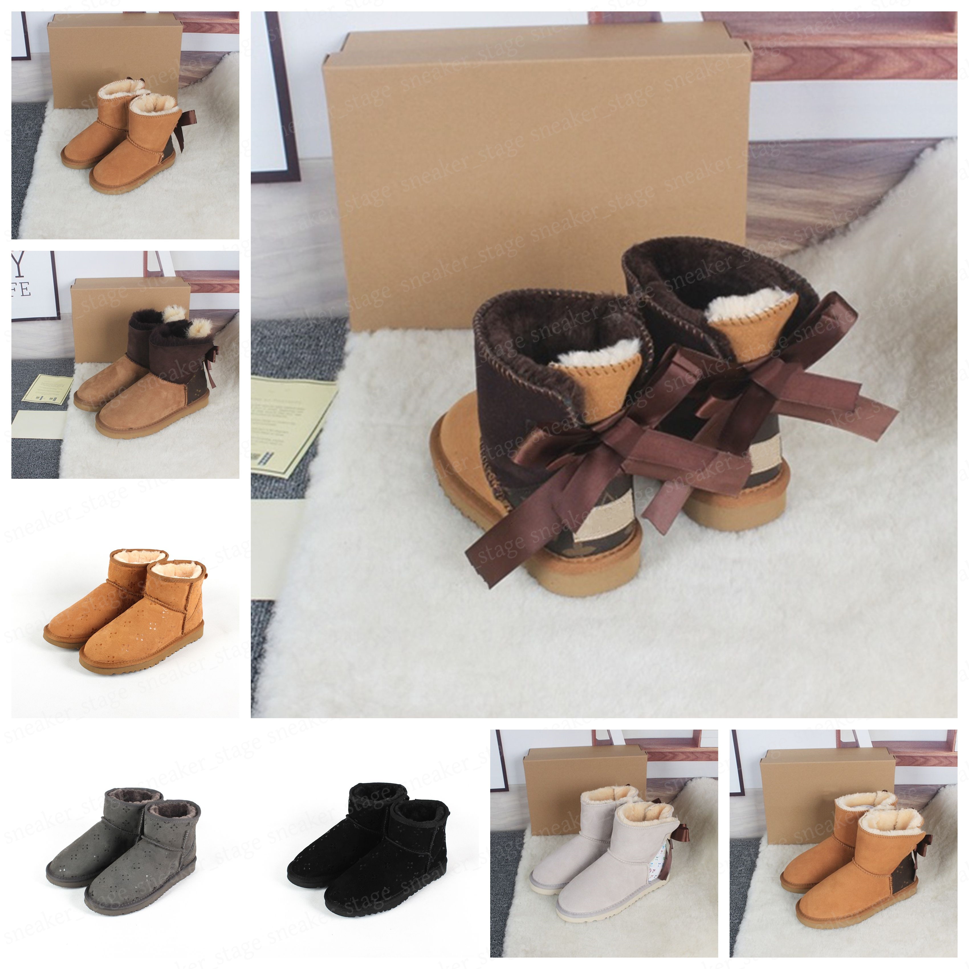 Kids Boots Toddler boots Women Boots Bailey Bow Booties Ultra Mini Ankle Snow Booties Tasman Tazz Chestnut Australia Childs Winter Platform Fur Shee