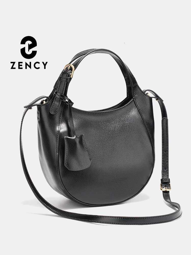 Evening Bags Zency Genuine Leather Shoulder Bags Stylish Hobo Handbags Purses Crossbody Bags for Women Cowhide Leather Stylish Top Handle Sac H26101