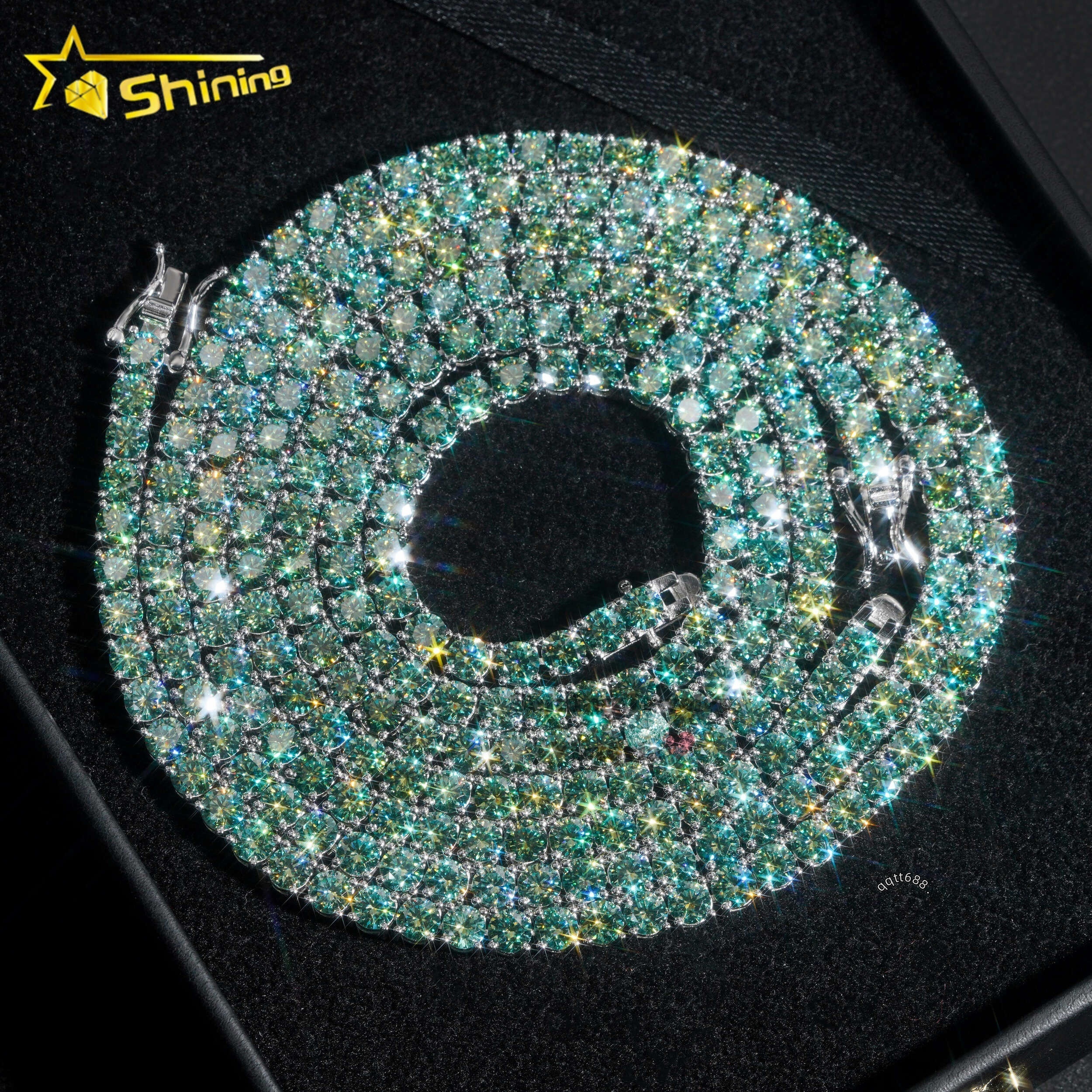 Pass Diamond Tester Fashion Jewelry 14k Gold Necklace 925 Sterling Silver Green Blue Colour Vvs Moissanite Diamond Tennis Chain