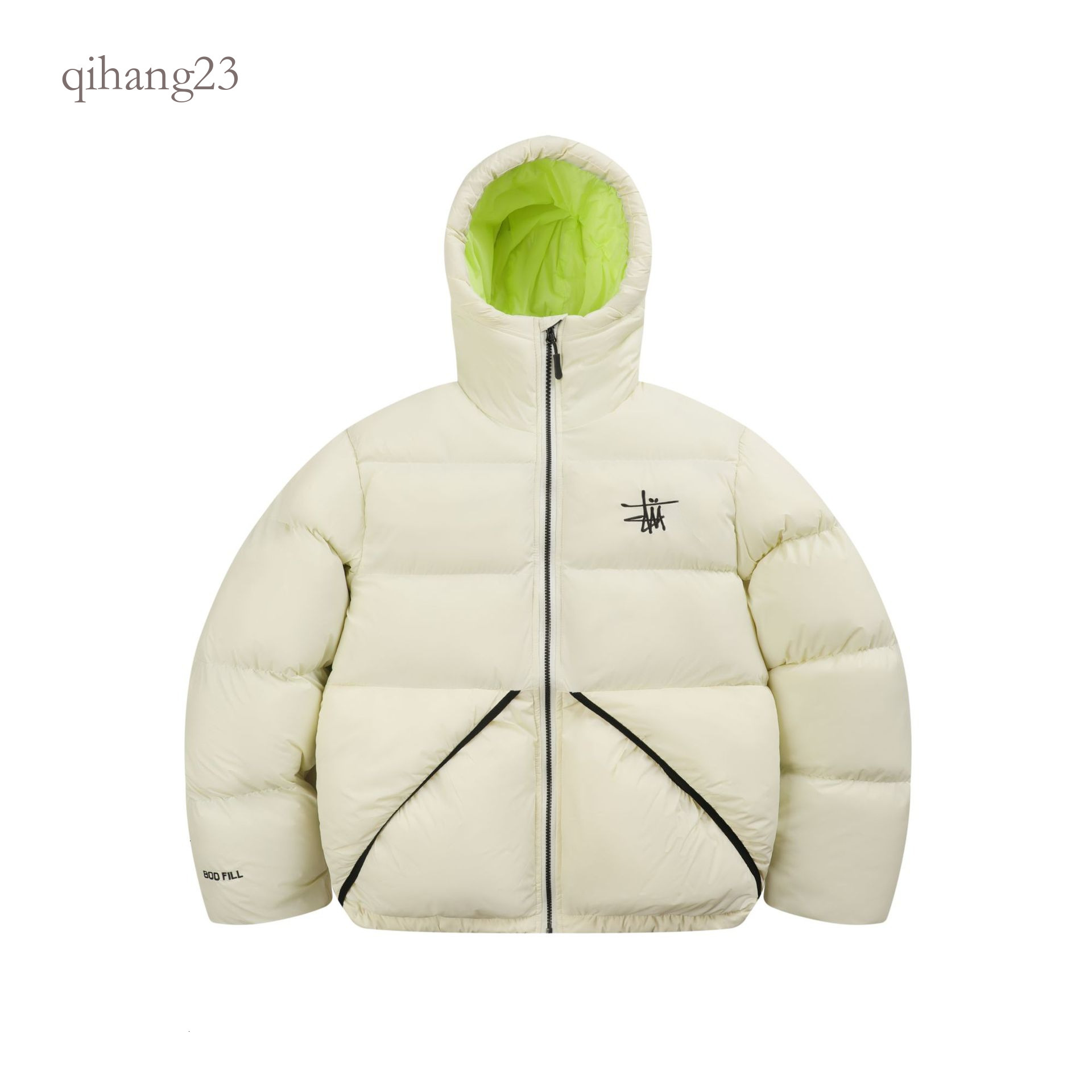 Stussytity Puffer Jacket Man Designer Thick Puffer Jacket Studed Embroidered Hooded Contrast Lining Bubble Winter Warm Streetwear Stusyshirt Puffer