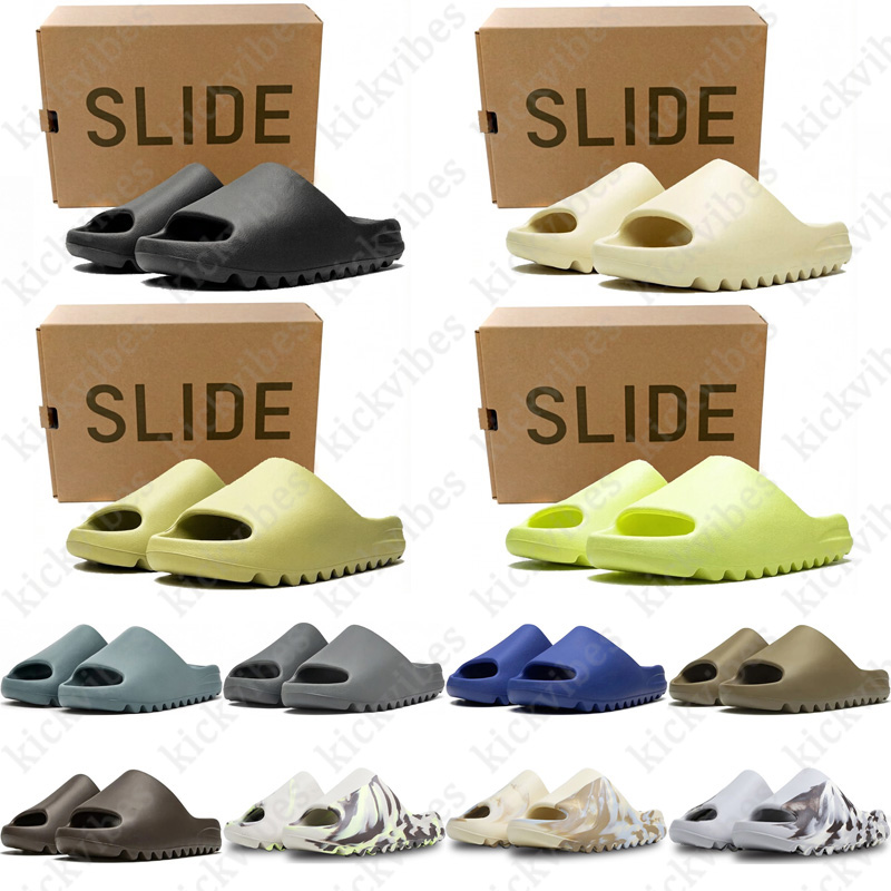free shipping with box designer slippers mens womens Onyx Bone Blue Glow Green sliders sandals mens mules slipper slide trainers flip flops sandles