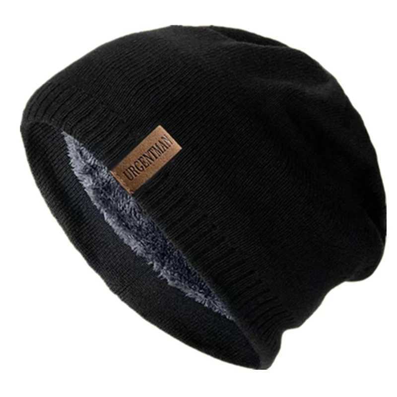 Beanie/Skull Caps Unisex Letter Labal Winter Hats Solid Color Knitted Hats For Men And Women Beanie Cap Outdoor Add Fur Lining Warm Sports HatsT2610