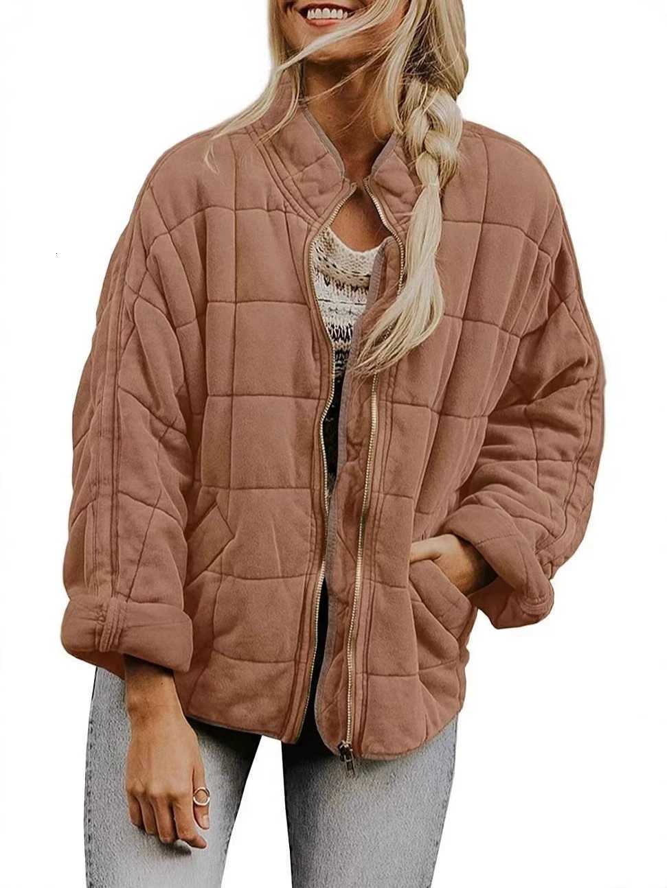 Women's Down Parkas Autumn Winter New Cotton Jacket Coat Women Casual All-match Solid Color Zipper Long Sleeve Coat Fashion Trendy Streetwear F