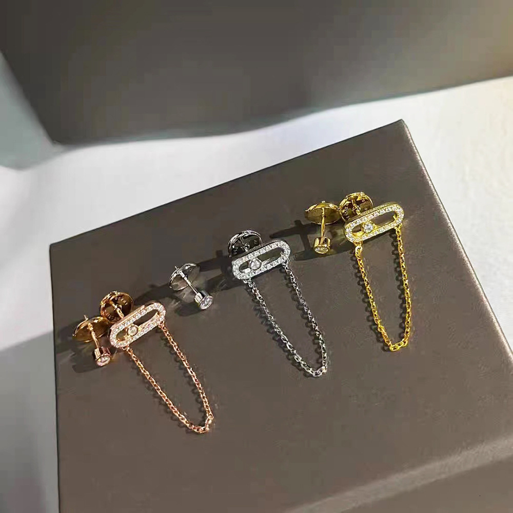 Mesikaa Stud Earrings Designer Messikaas Fashion Earring For Woman Ear Jewelry Diamond Chain Earrings Paperclip Stud Earrings Women's Ear Acces