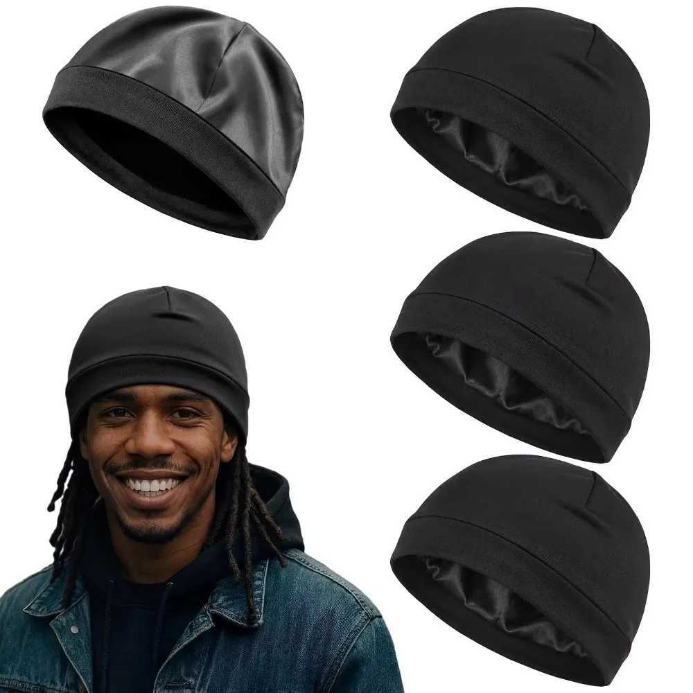 Beanie/Skull Caps Fashion Satin-Lined Skull Cap Elastic Breathable Beanie Cap Hair Protection Wearable Night Sleep Hat For Men WomenT261017