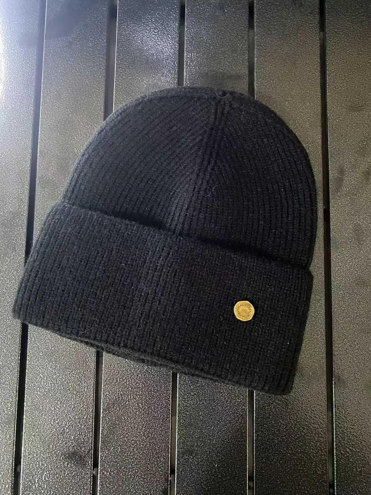 Beanie/Skull Caps Solid Color Korean Knitted Hat Metal Standard Wool Women's Autumn and Winter Internet Celebrity Versatile Warm Knitted Windpr
