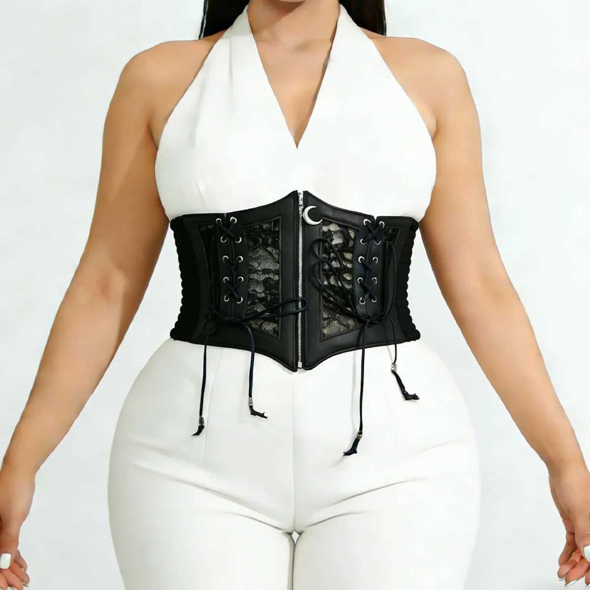 Stret Plus Size Gothic Glitter Le Cummeunds Plus Size Elastic Wide Corset Belt Leather Dress t Waisand For Women M261016