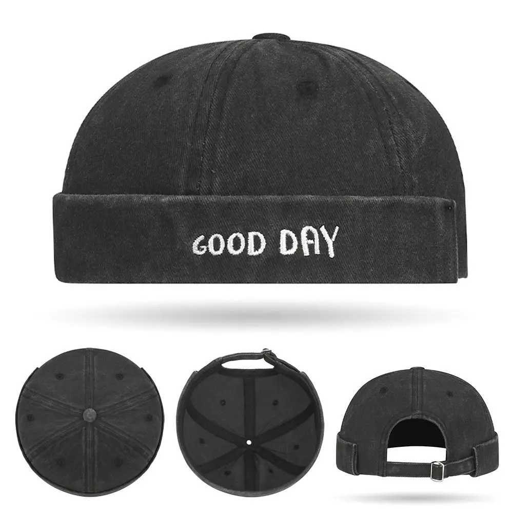 Beanie/Skull Caps Fashion Hip Hop Beanie Street Hat Washed Denim Cotton Brimless Docker Cap Adjustable Solid Color Vintage Dome Hat OutdoorT261017