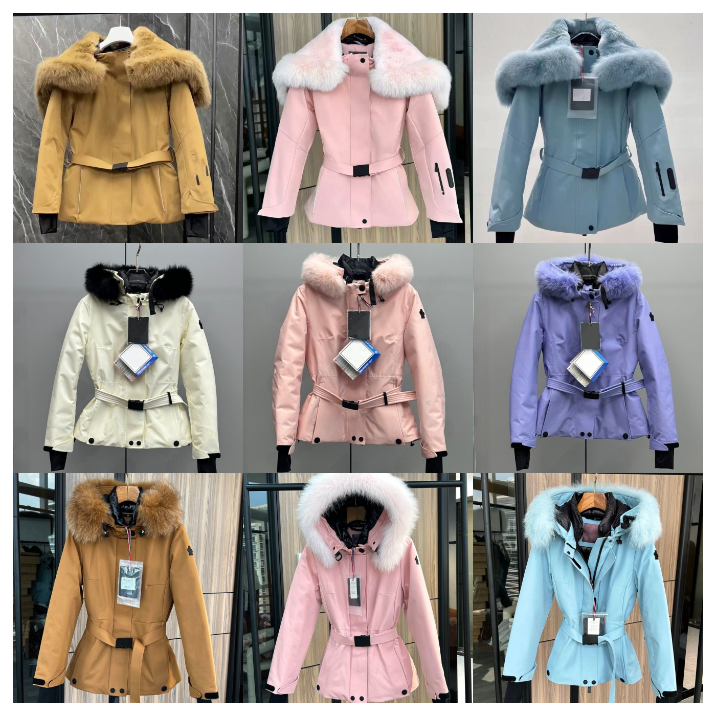 real fur coat Designer puffer down Skirt Design jackets Macaron Color Series High-End Designer Brand Jacket parkas woman winter coats elastic belt c