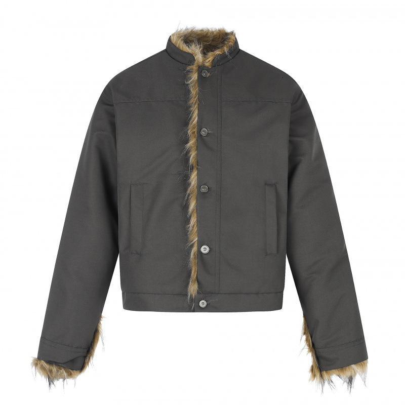Winter New American Style Thickened Stand Collar Cotton Jacket For Men, Retro Short Warm Coat Makoufei