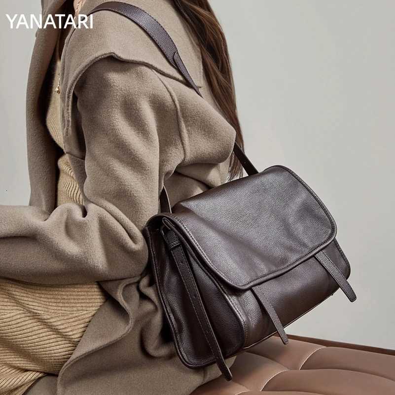 Evening Bags YANATARI Genuine Leather Woman Bag Cowhide Shoulder Bag Soft Leather Envelope Bag Bags High Quality 2026 Crossbody Bags H261016