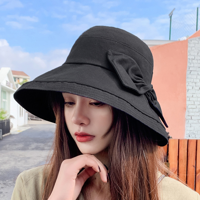 Women's Fisherman Japanese Style Internet Celebrity Korean Version Outdoor Travel Fashion Bowknot Sun Protection Bucket Hat