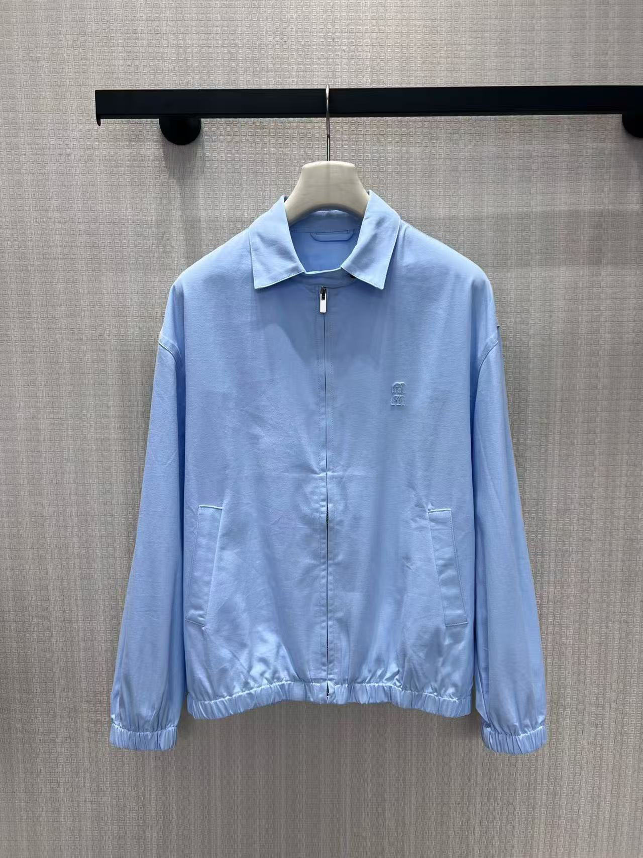 Designer Clothing Versatile Elegant Simple Solid Color Zipper Collar Long Sleeve Jacket For Women 4354