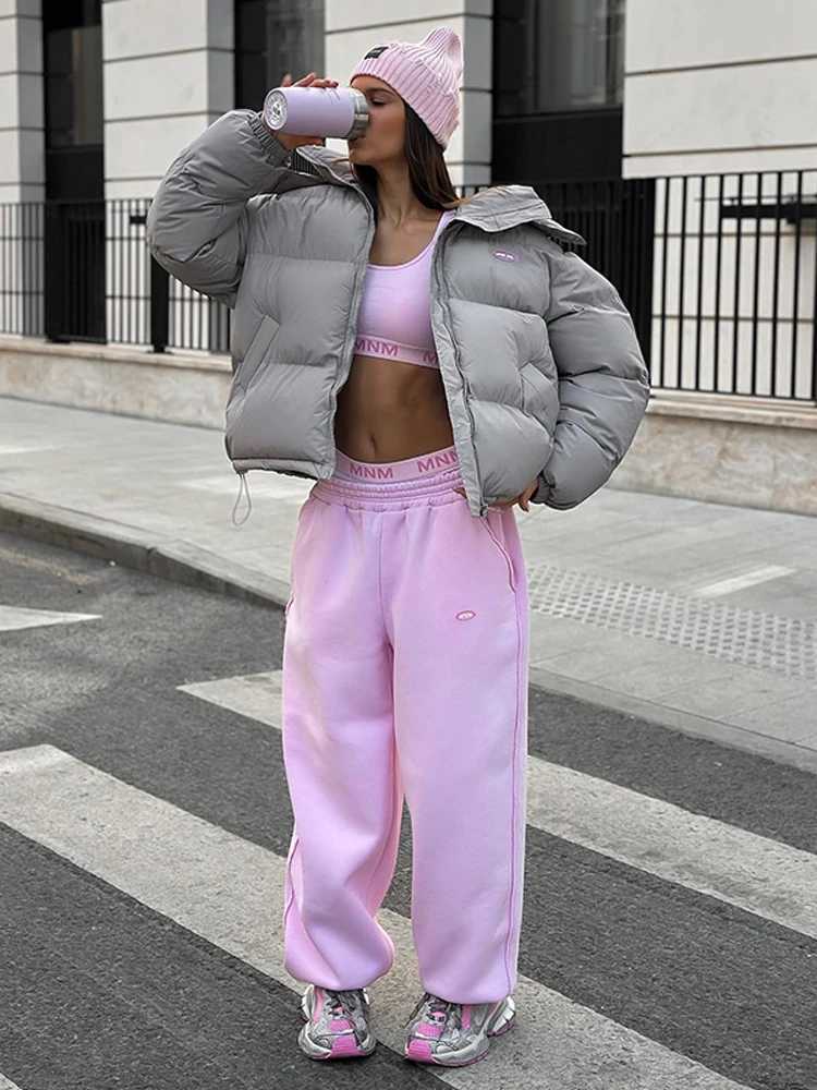 Women's Down Parkas Zipper Hooded Women's Cotton Jacket Solid Long Sleeve Loose Turn-down Collar Pocket Lady Fashion Casual Coat 2026 Wint