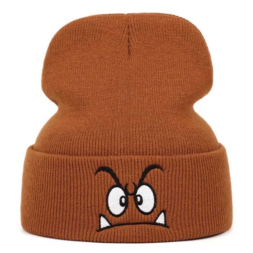 Beanie/Skull Caps New Warm Knit Hat Angry Expression Leisure Winter Warm Hat Embroidered Beanie Hat for Men WomenT261017