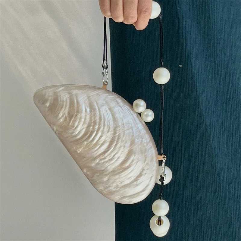 Evening Bags Pearl Shell Clutch Bag Acrylic bag women wedding evening party cute purse Chain handbag summer new 2025 H261016