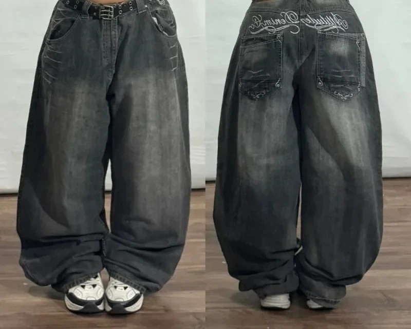 Streetwear Vintage Letter Printing Washed Baggy Jeans Women Y2K Harajuku Hip Hop Gothic High Waist Wide Leg Pants 261013