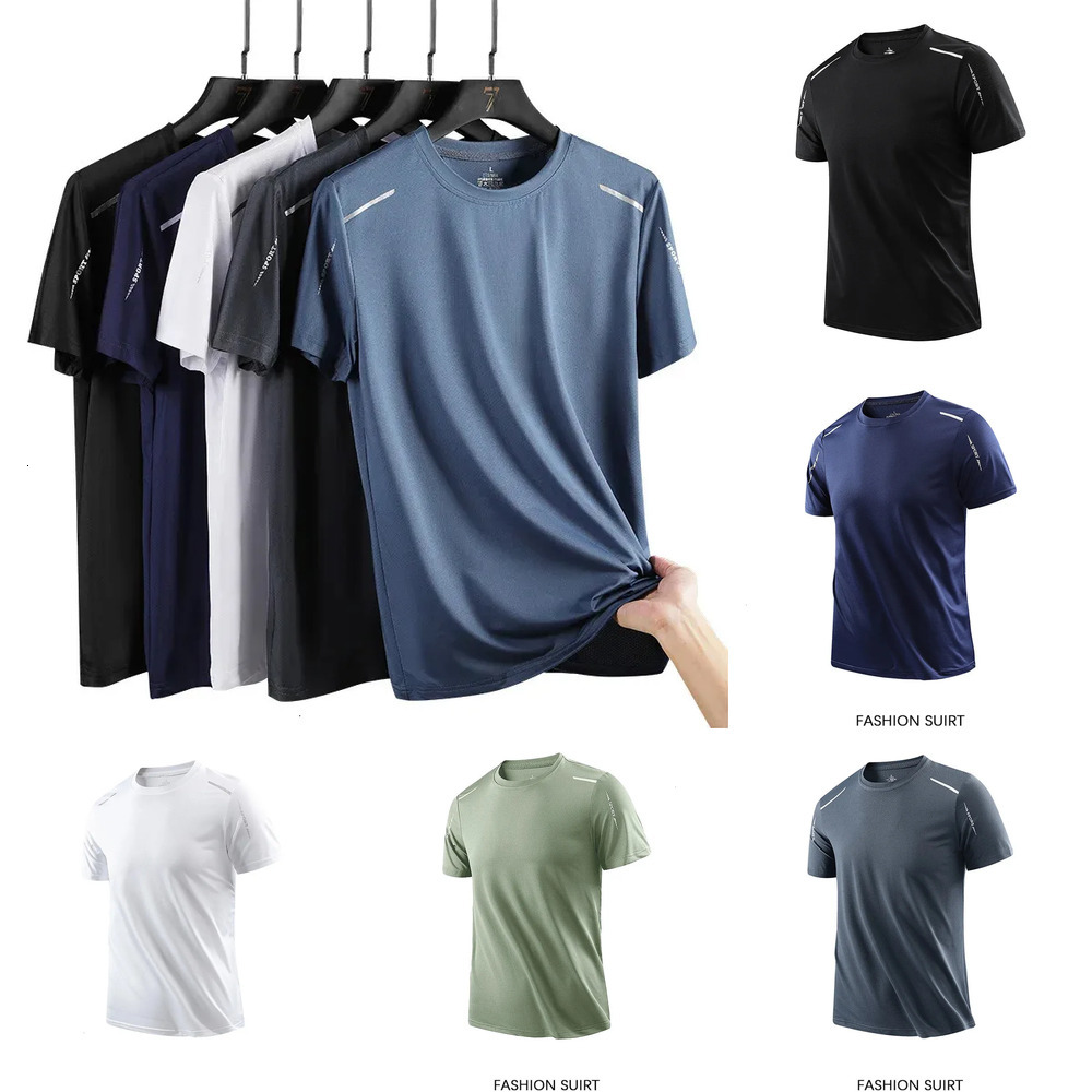 CHRLCK Mens Running Quick Drying T shirts Breathable Hiking Fishing Tees Soft Elasticity Outdoor Sports Short Shirt Summer 260603