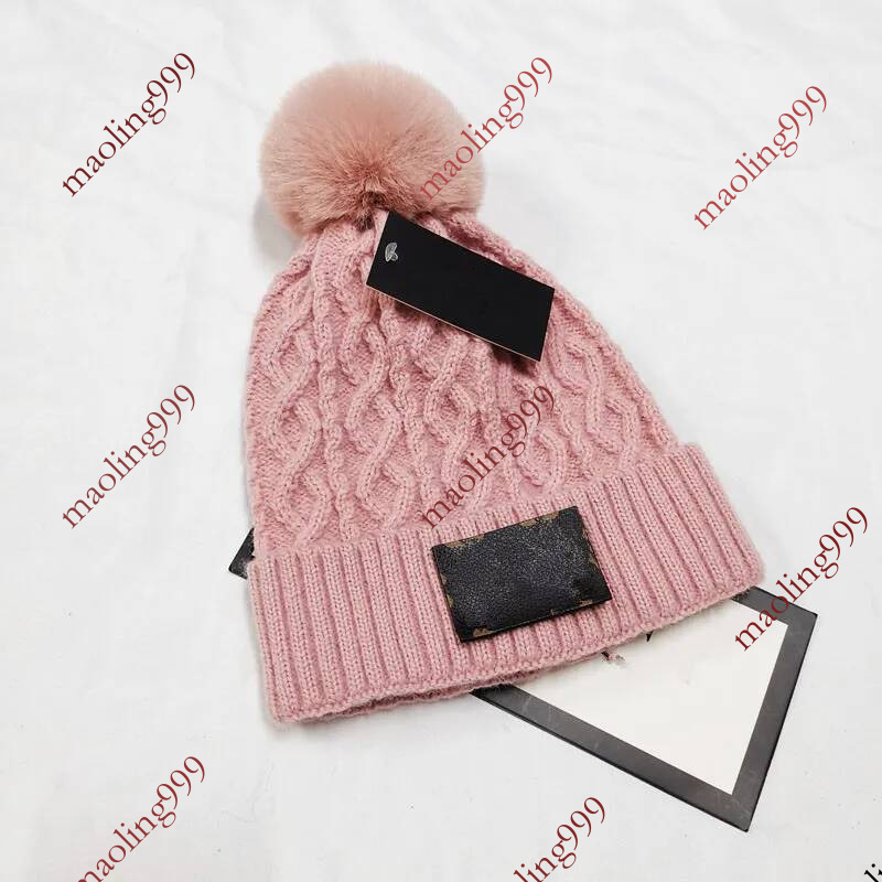 Marque laine lapin boule tricoté Pom automne Parent enfant hiver chapeau amovible bonnet casquette fourrure de raton laveur Pompon