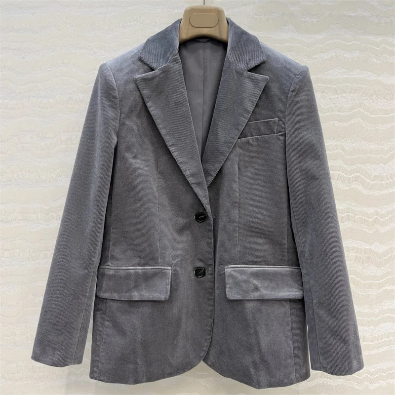 women's jacket single breasted slim fit suit for autumn 2026 Cotton blend corduroy coat y2k blazer 261015
