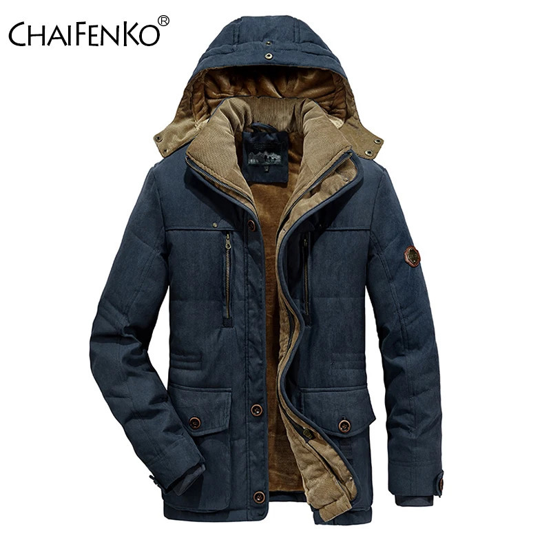 Men Winter Windproof Hooded Thick Fleece Warm Parka Men Fashion Coat Men Classic Casual Parka Jacket Men Size 6XL 261015