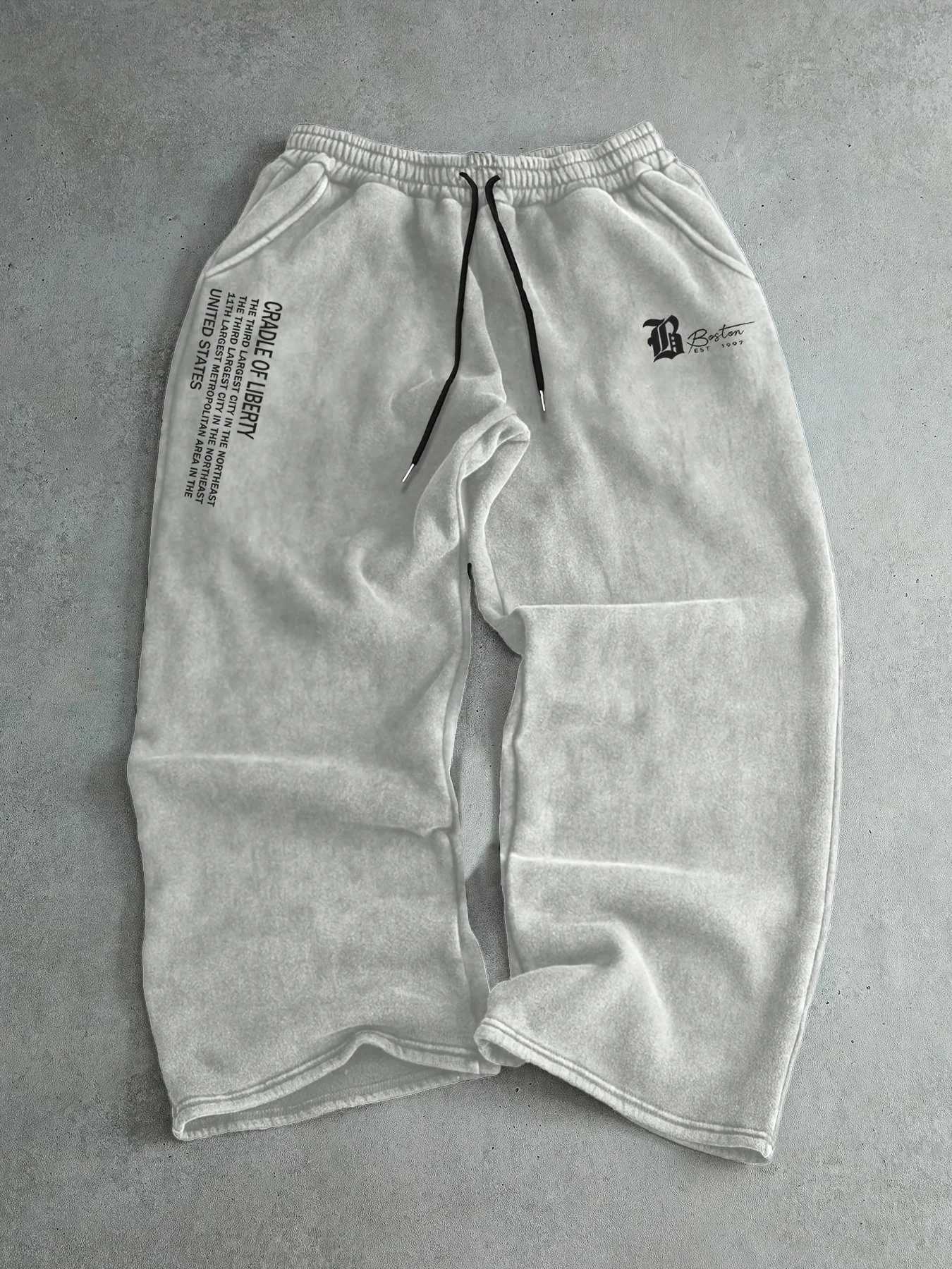 Men'S Loose-Fitting Drawstring Sweatpants for Autumn And Winter Featuring Letter Prints Casual Long Pants Suitable S26101637JX