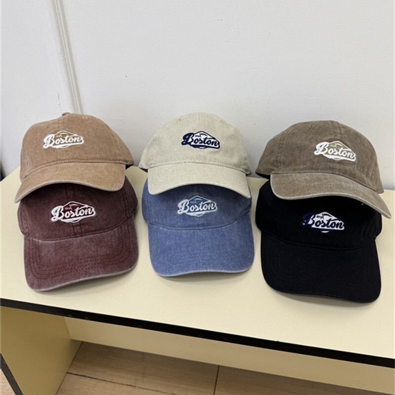 New retro washed letter embroidery baseball unisex wide brim street style versatile casual Koreanstyle duckbill cap trendy