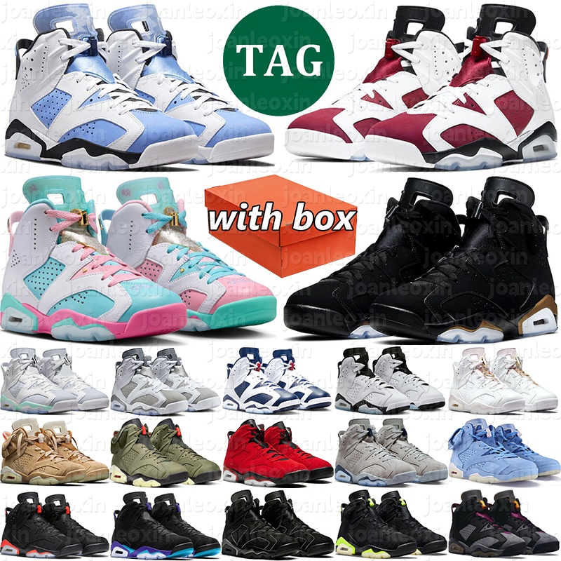 Free shipping with box mens women 6s basketball shoes suede designer sneakers mens trainers Metallic White Fire Red Racer size36-47