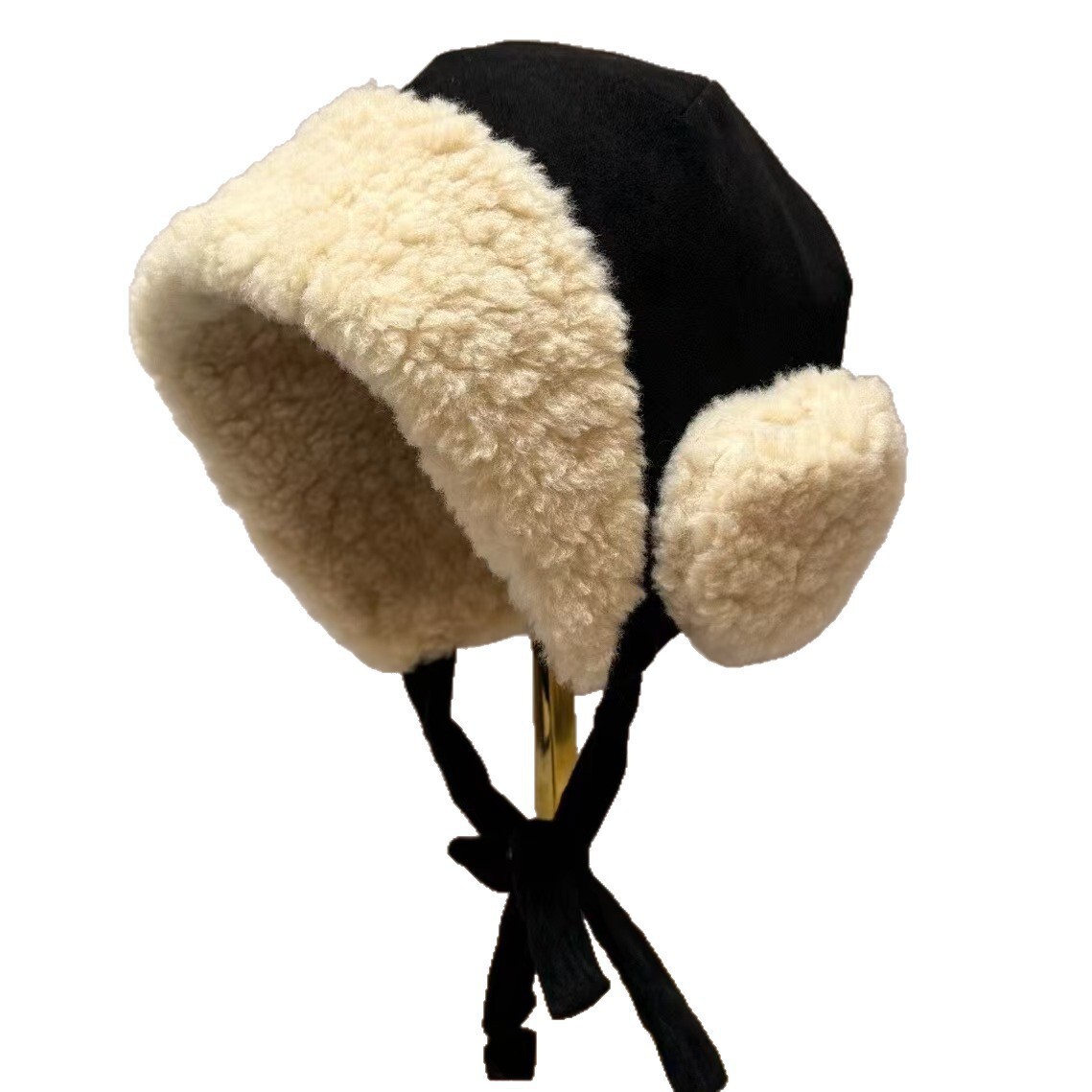 Fleece-Lined Warm Ear Protection Lei Feng for Women Winter New Style Cold-Proof Windproof Tie-Up Pullover Fashionable Versatile Fisherman Hat