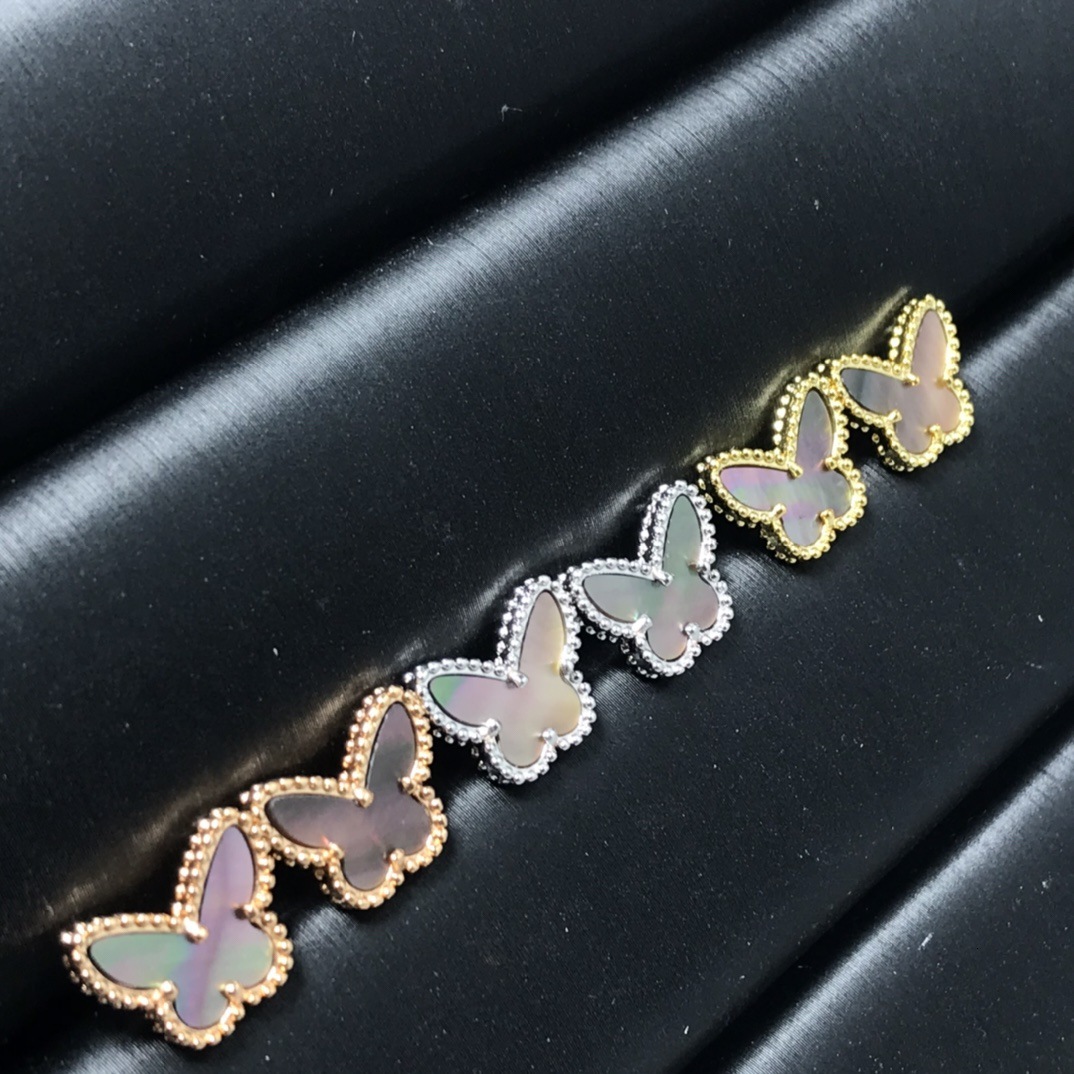 Designer Jewelry vanly High-quality small butterfly thick rose gold plating, agate, versatile earrings, lightweight , niche design