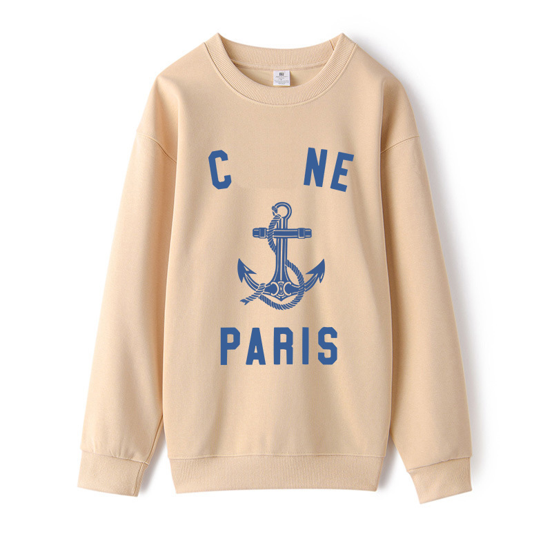 designer luxury Women Round Neck Sweatshirt Anchor Pattern Print sweatshirts Long Sleeve Pullover Adult Casual Daily Wear Tops