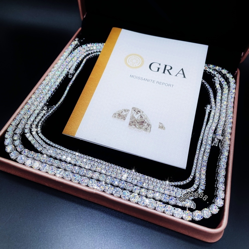 Hip Hop Jewelry Full Size Silver 925 Vvs Moissanite Tennis Chain Womenmens Necklace Pass Diamond Tester Chain in Stock