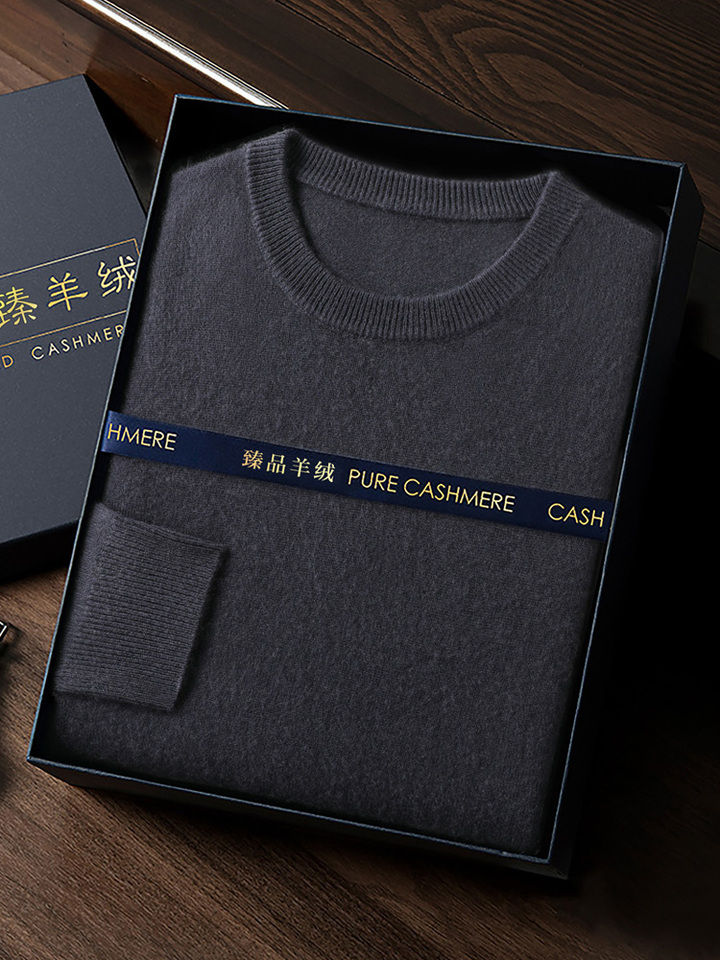 CHICUU Men's 100% Sweater O-neck Pullover Basic Long Sleeve Cashmere Knitwear Autumn Winter Smart Clothing Tops 26Y1017
