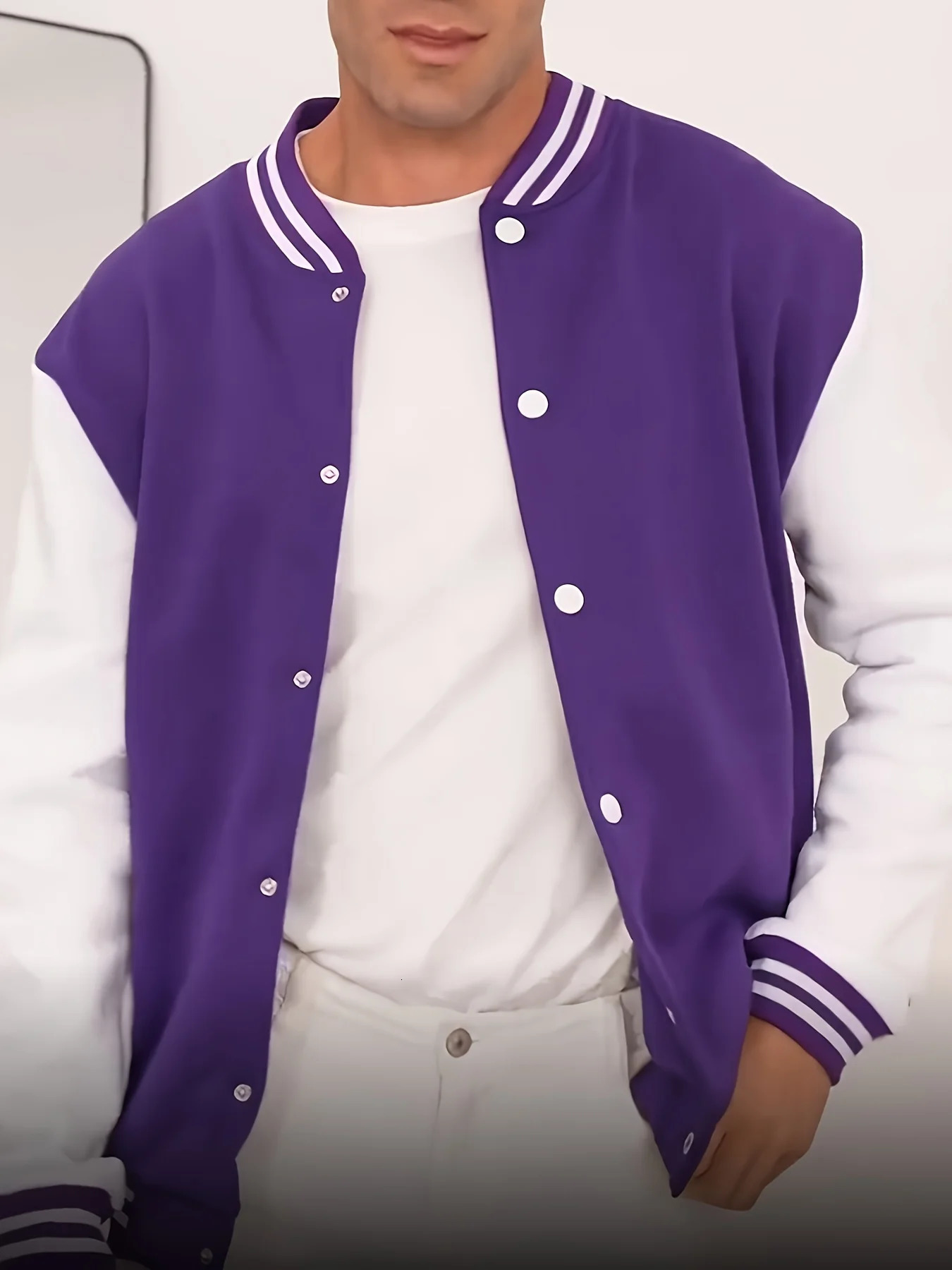 Mens college style jacket casual spring and autumn fashion button style baseball jacket versatile coat 261016
