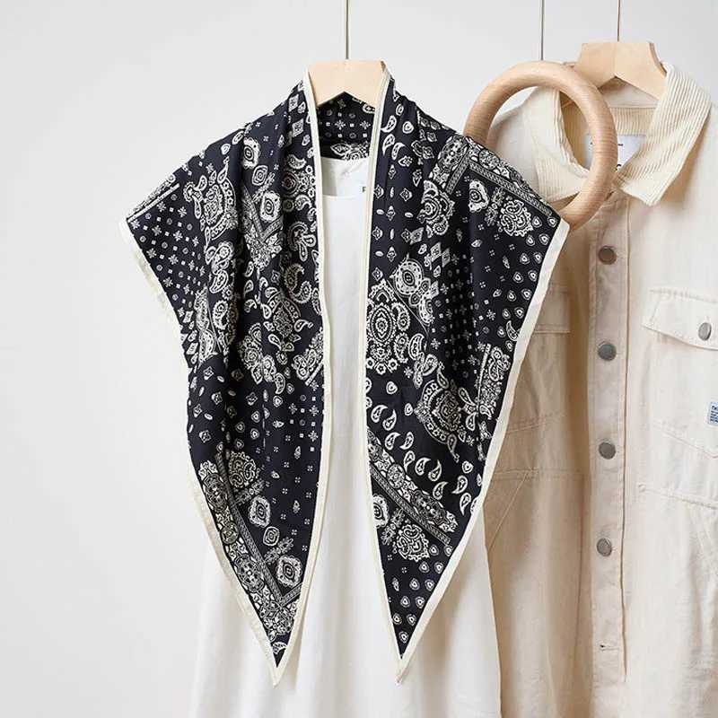 Luxury Pure Cotton Silk Scarf Triangle Scarf Women Necktie Waist Belt Decorative Headscarf Summer New Style Elegant Commute Lady S261017AFIW