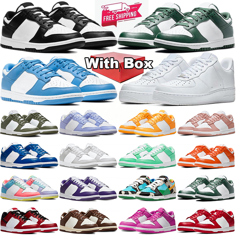 with box panda airforcr 1 shoes designer black white womens mens trainers university blue brown unc pink outdoor sports sneakers casual cheaper