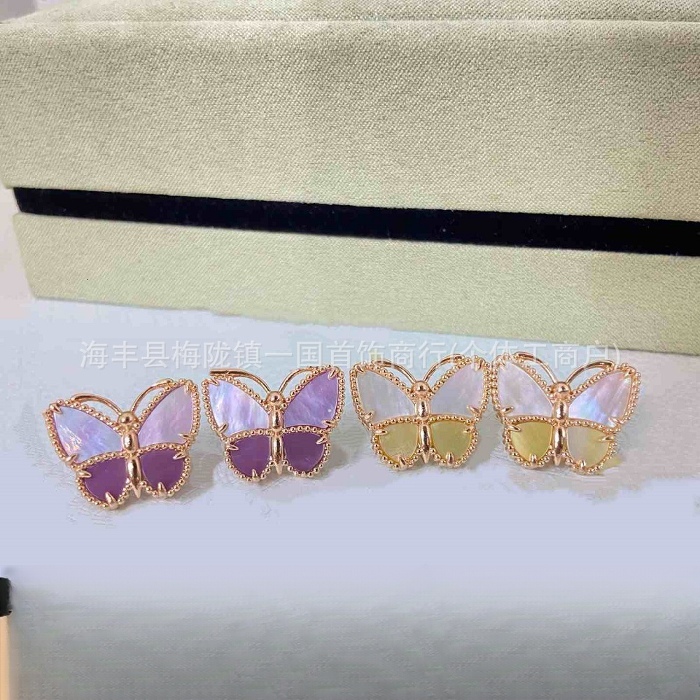 Designer Jewelry vanly New high-end gradient mother-of-pearl butterfly earrings for women, fashionable, simple, light , versatile