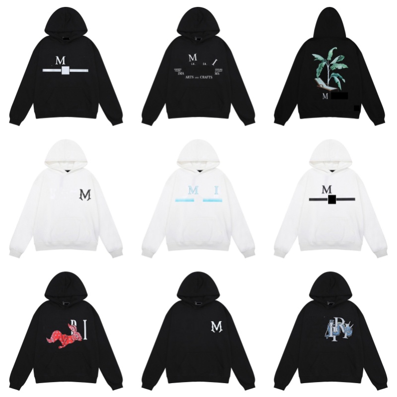 designer mens aamiri Hoodies Y2k Up High Street Colorful Pattern Stylish Bone Man Hip Hop Long Sleeve Loose Hooded Sweatshirt dh1755