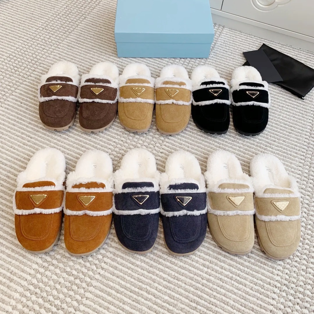Womens Man loafer furry snow winter shoe Designer house slipper shearling mule formal wool Luxury casual suede shoe Leather Booties Outdoor walk tra