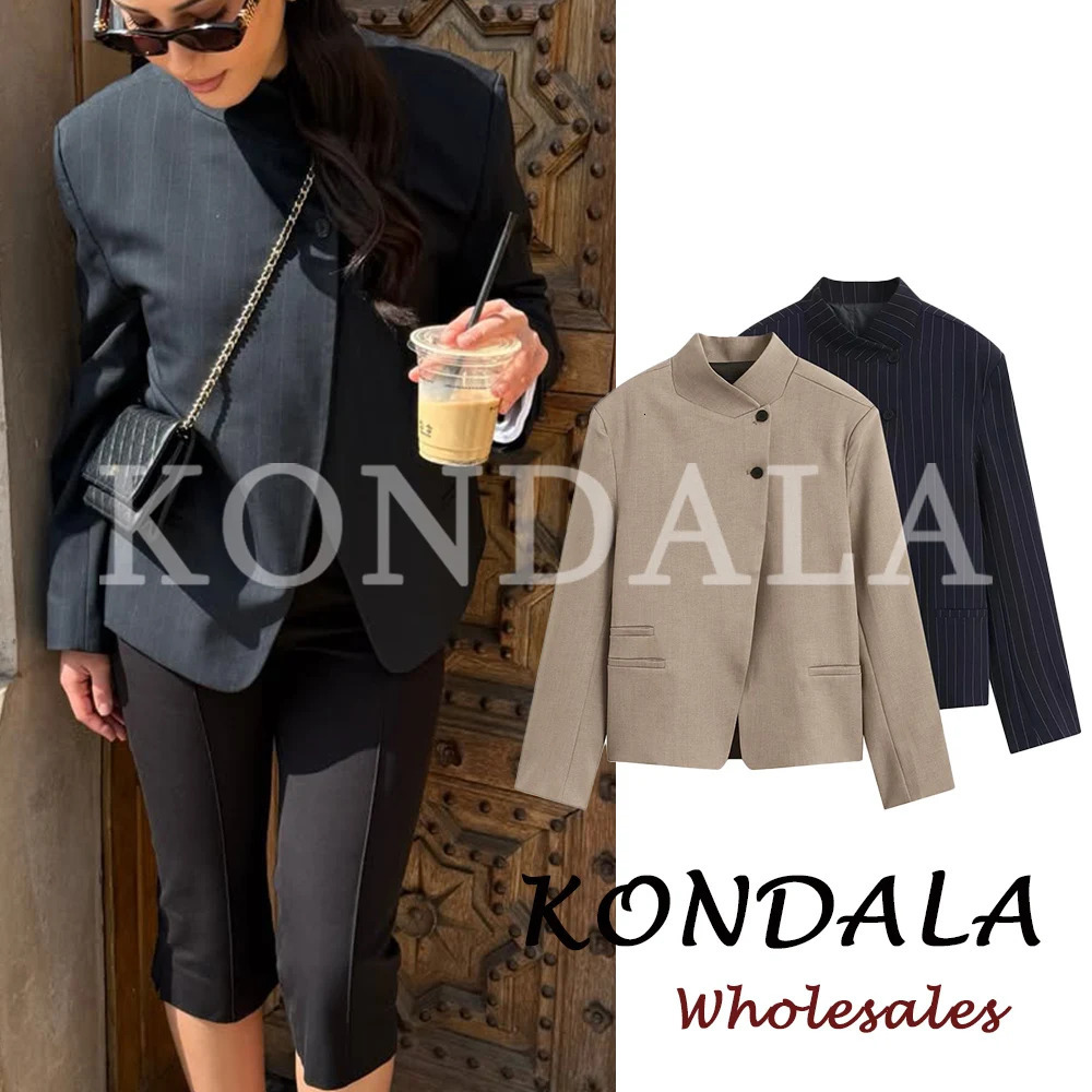 KONDALA Chic Casual Fashion 2026 Office Lady Women Blazer Buttons Streetwear Jacket Long Sleeve Beige Female Elegant Outwear 261015