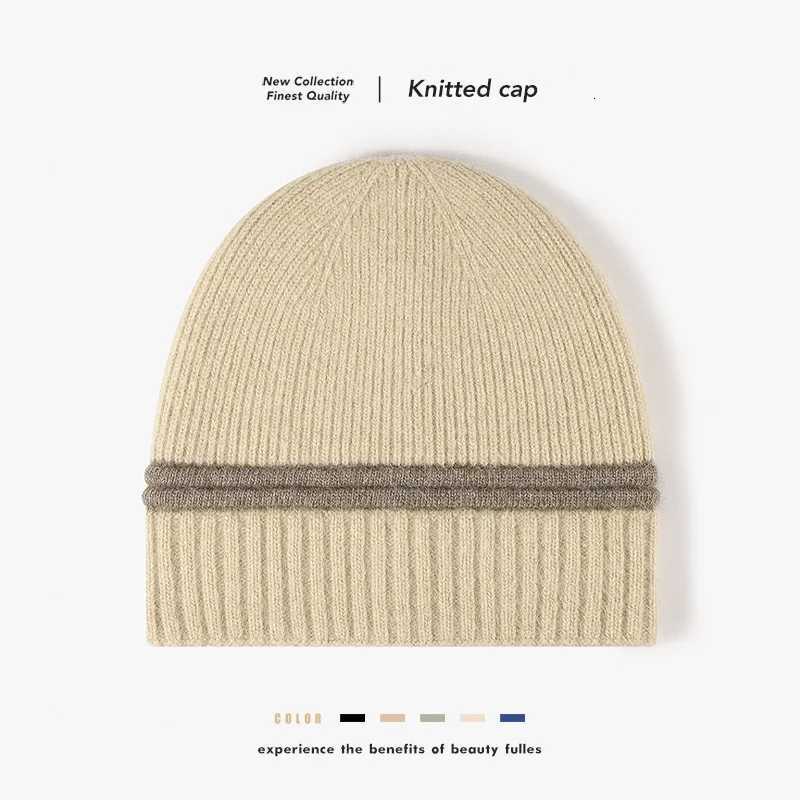 Beanie/Skull Caps Autumn and Winter Knitted Pullover Fleece-Lined Thickened Warm Beanie for Men Cross-Border Casual Woolen HatT261017