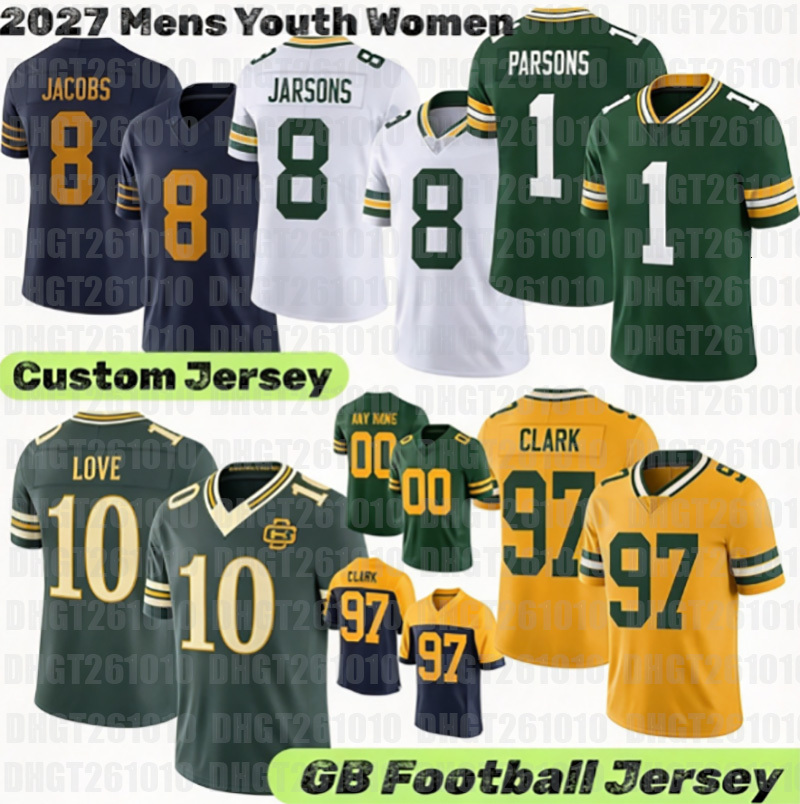 #0 Golden 2026 New Jersey Micah Parsons Jordan Love Josh Jacobs Tucker Kraft Rivalries Aaron Rodgers Packer Football Jerseys
